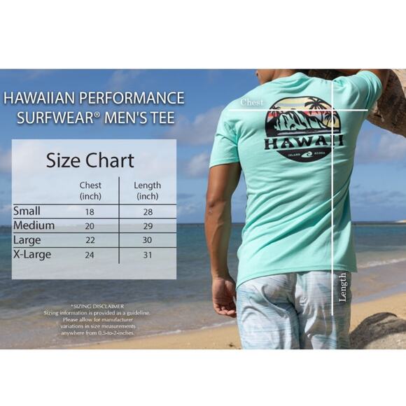 NEW Hawaii Aqua Blue Black Sunset Logo Short Sleeve Classic Tee T Shirt Top S - Picture 12 of 12